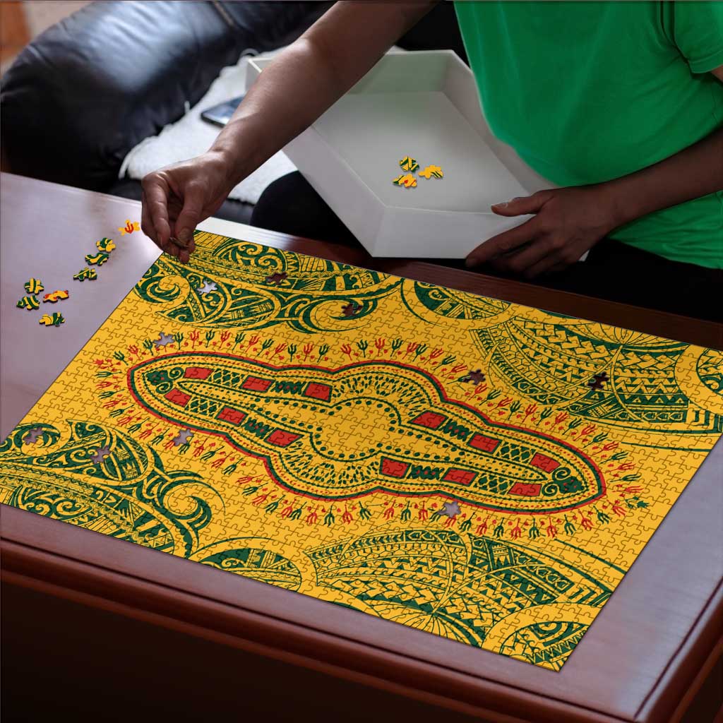 Dashiki and Polynesian Pattern Puzzle Afro Pacific Culture Gold Version