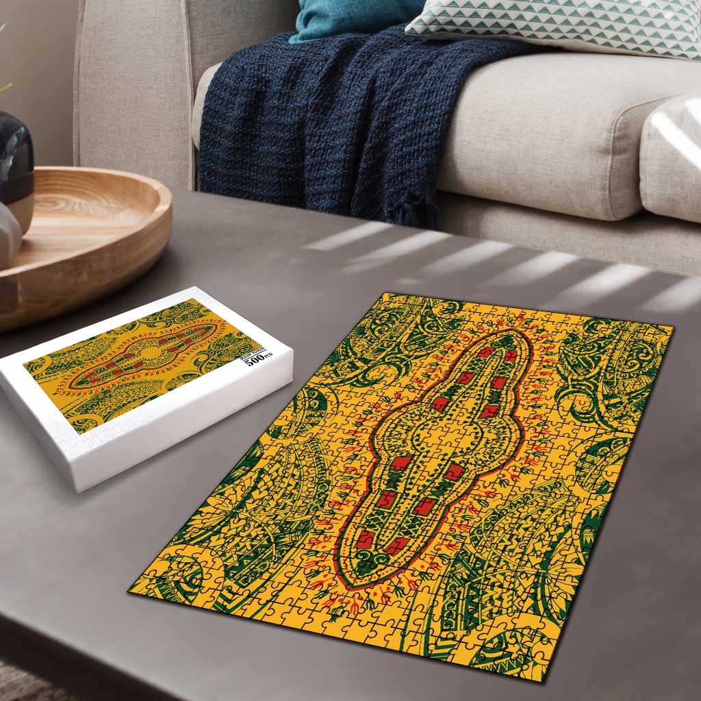 Dashiki and Polynesian Pattern Puzzle Afro Pacific Culture Gold Version
