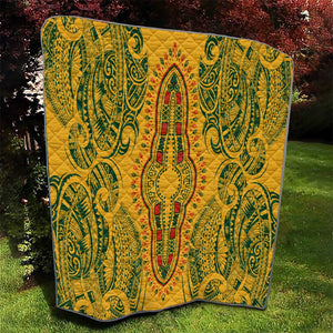 Dashiki and Polynesian Pattern Quilt Afro Pacific Culture Gold Version