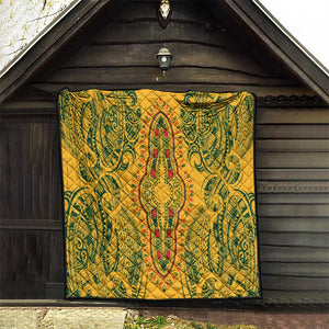 Dashiki and Polynesian Pattern Quilt Afro Pacific Culture Gold Version