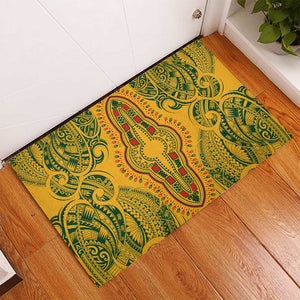 Dashiki and Polynesian Pattern Rubber Doormat Afro Pacific Culture Gold Version