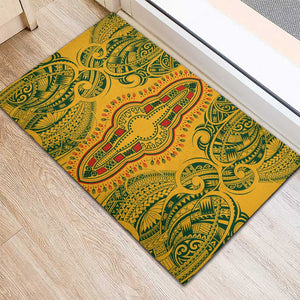 Dashiki and Polynesian Pattern Rubber Doormat Afro Pacific Culture Gold Version