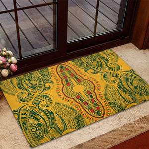 Dashiki and Polynesian Pattern Rubber Doormat Afro Pacific Culture Gold Version