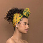 Dashiki and Polynesian Pattern Simple Headwrap Africa Pacific Culture Gold Version