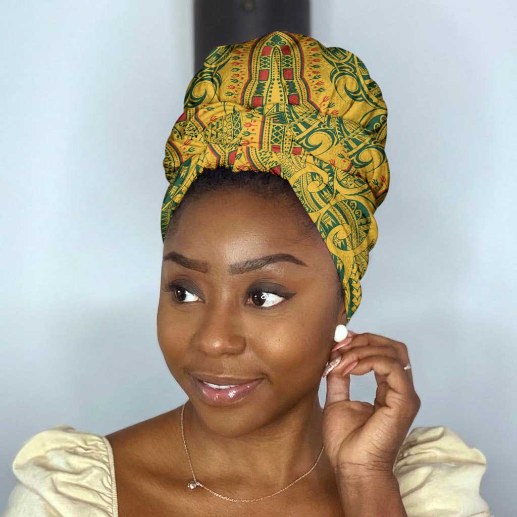 Dashiki and Polynesian Pattern Simple Headwrap Africa Pacific Culture Gold Version