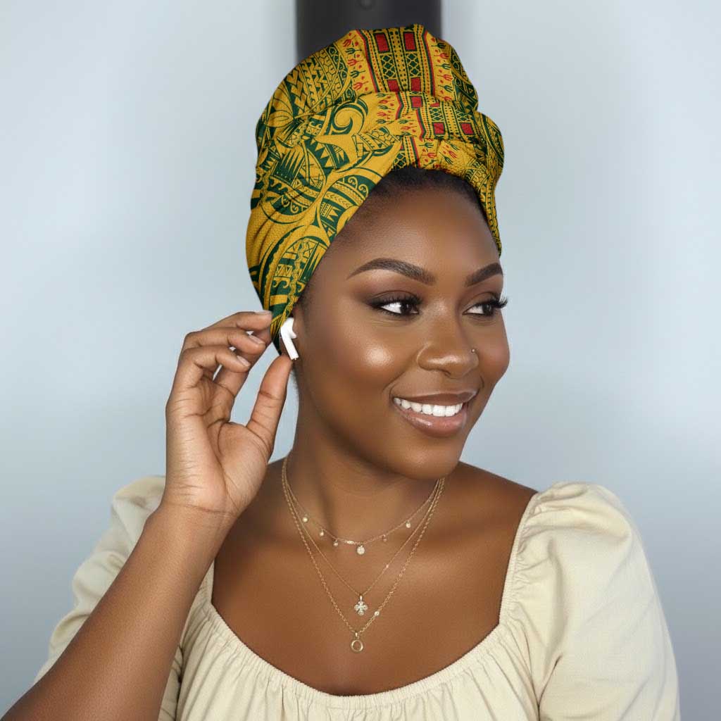 Dashiki and Polynesian Pattern Simple Headwrap Africa Pacific Culture Gold Version