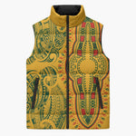 Dashiki and Polynesian Pattern Sleeveless Puffer Jacket Afro Pacific Culture Gold Version