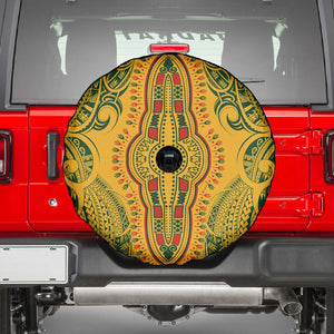 Dashiki and Polynesian Pattern Spare Tire Cover Afro Pacific Culture Gold Version