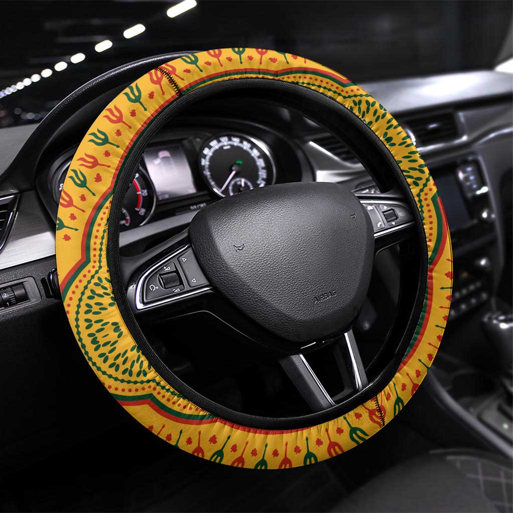 Dashiki and Polynesian Pattern Steering Wheel Cover Afro Pacific Culture Gold Version