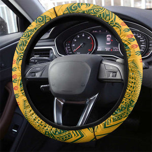 Dashiki and Polynesian Pattern Steering Wheel Cover Afro Pacific Culture Gold Version