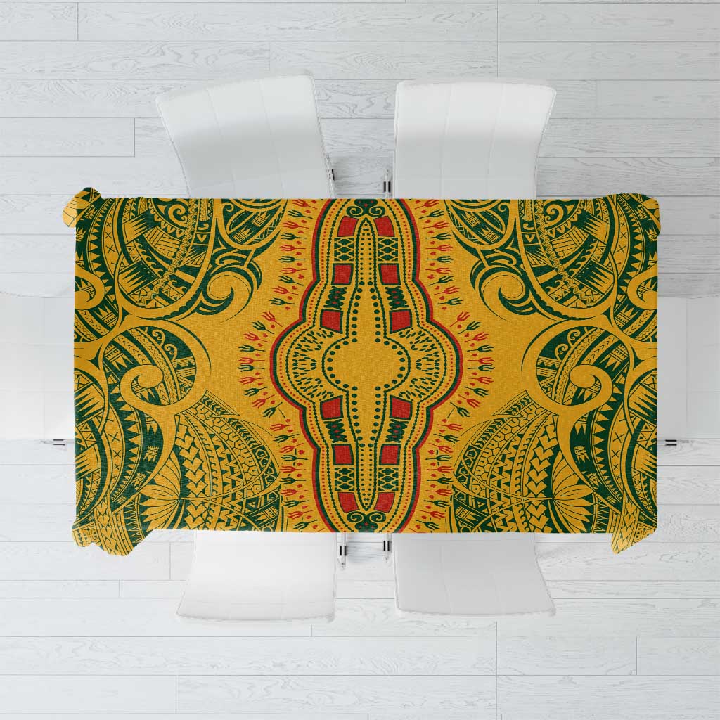 Dashiki and Polynesian Pattern Tablecloth Afro Pacific Culture Gold Version