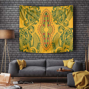 Dashiki and Polynesian Pattern Tapestry Afro Pacific Culture Gold Version