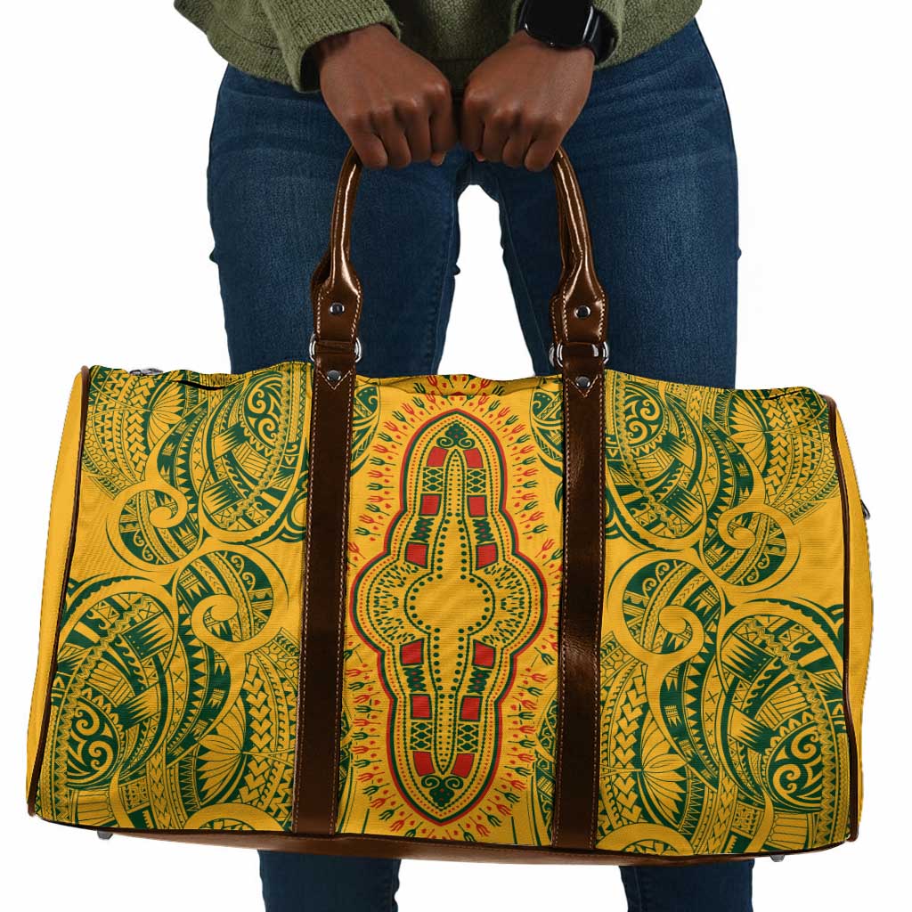 Dashiki and Polynesian Pattern Travel Bag Afro Pacific Culture Gold Version