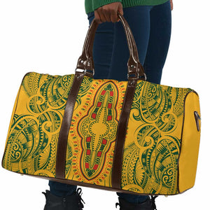 Dashiki and Polynesian Pattern Travel Bag Afro Pacific Culture Gold Version