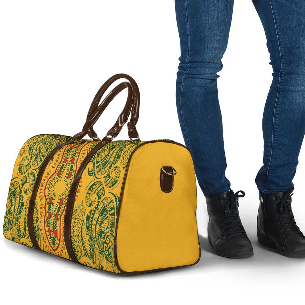 Dashiki and Polynesian Pattern Travel Bag Afro Pacific Culture Gold Version