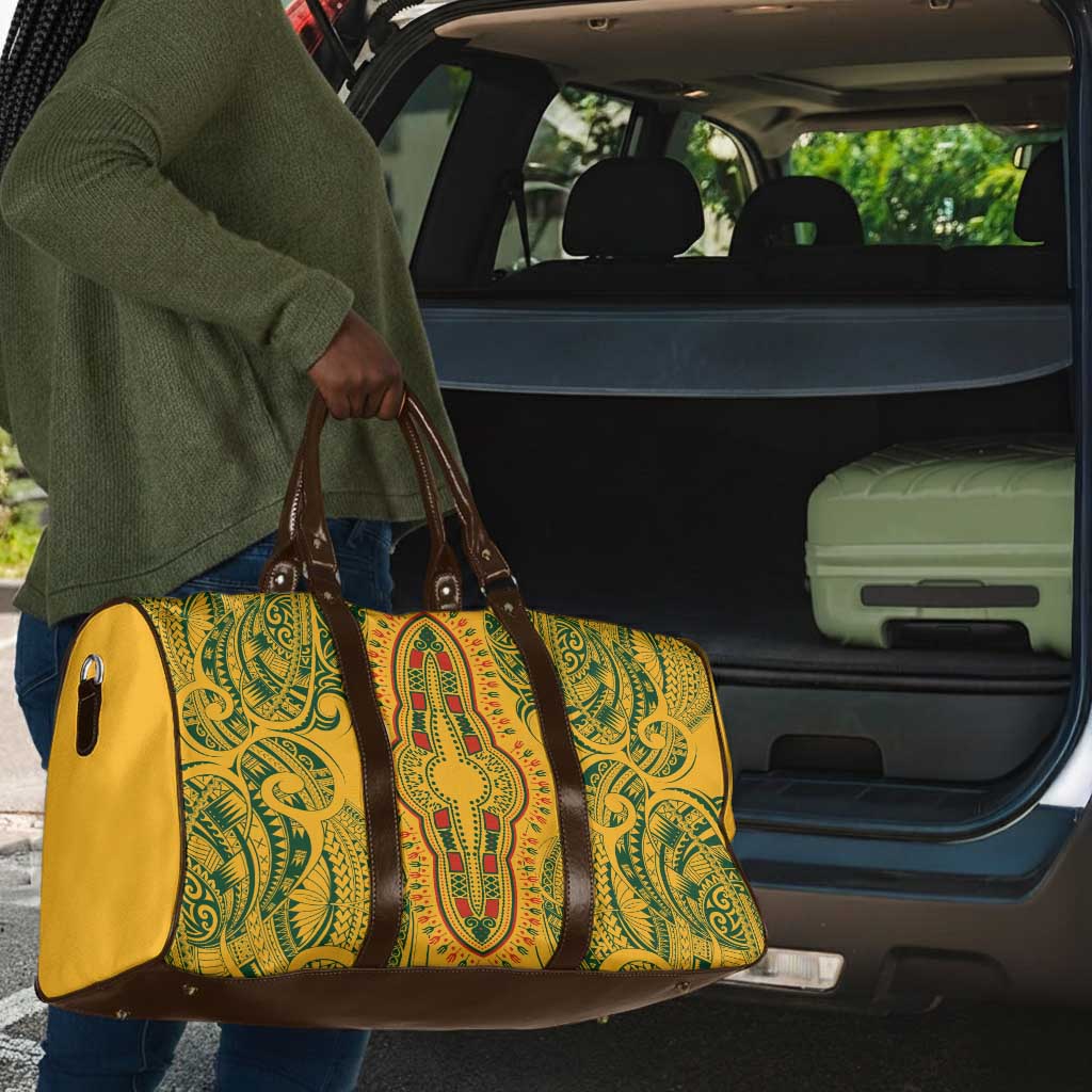 Dashiki and Polynesian Pattern Travel Bag Afro Pacific Culture Gold Version