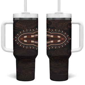 Dashiki and Polynesian Pattern Tumbler With Handle Afro Pacific Culture Gold Version