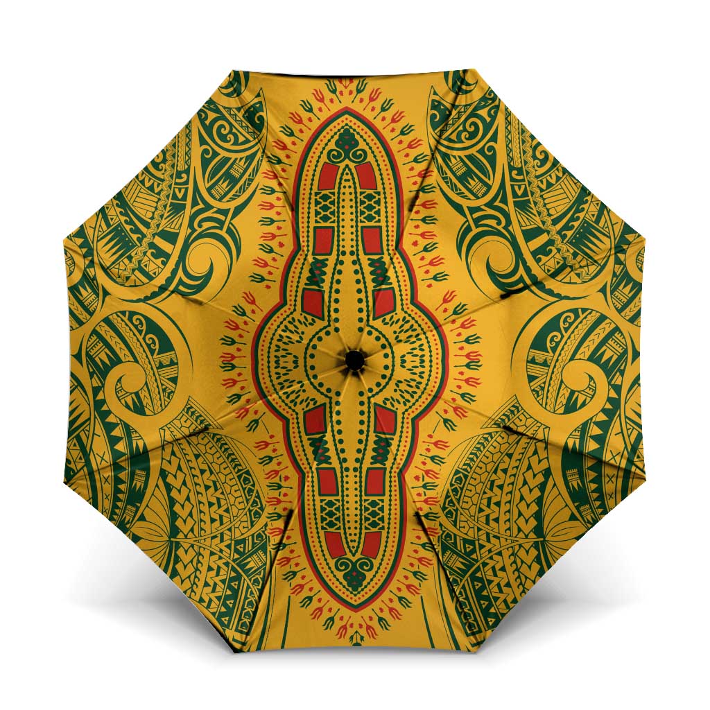 Dashiki and Polynesian Pattern Umbrella Afro Pacific Culture Gold Version