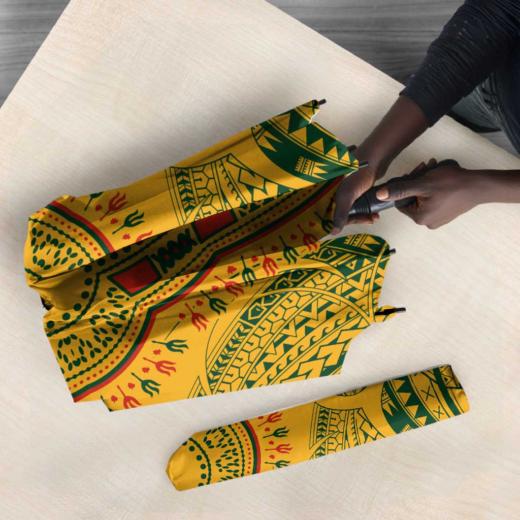 Dashiki and Polynesian Pattern Umbrella Afro Pacific Culture Gold Version