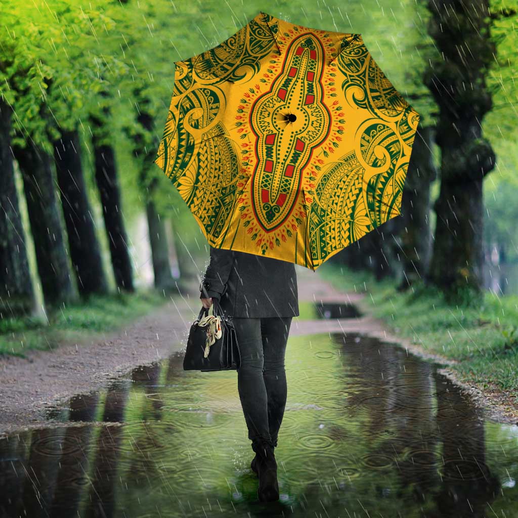 Dashiki and Polynesian Pattern Umbrella Afro Pacific Culture Gold Version
