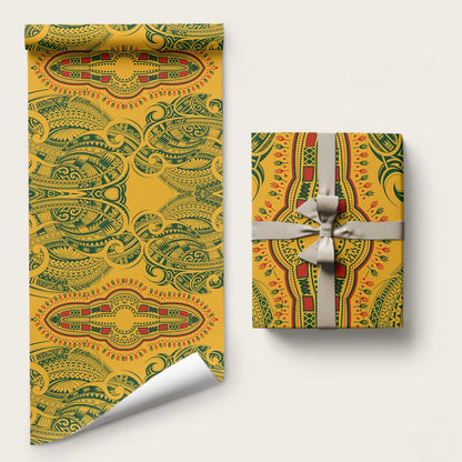 Dashiki and Polynesian Pattern Wrapping Paper Africa Pacific Culture Gold Version - African Pride