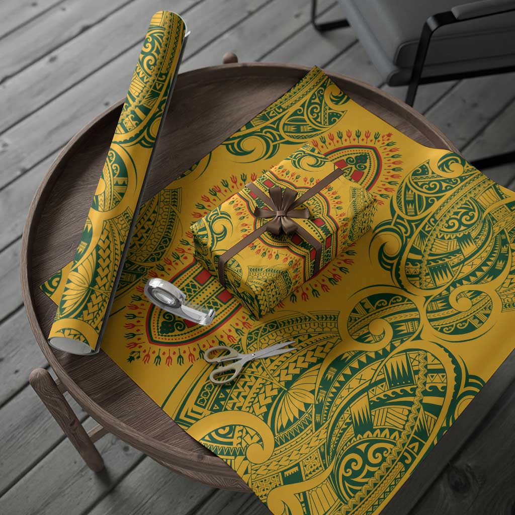 Dashiki and Polynesian Pattern Wrapping Paper Africa Pacific Culture Gold Version - African Pride