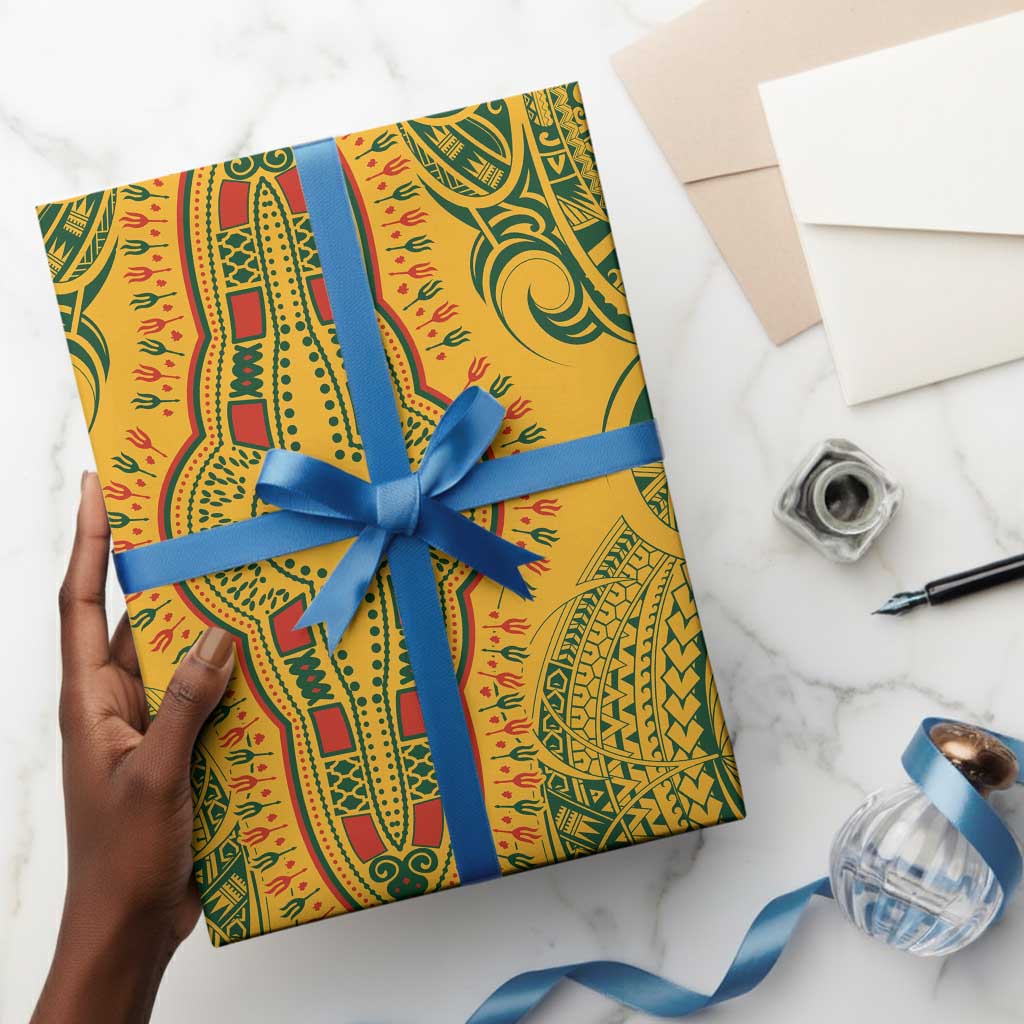 Dashiki and Polynesian Pattern Wrapping Paper Africa Pacific Culture Gold Version - African Pride