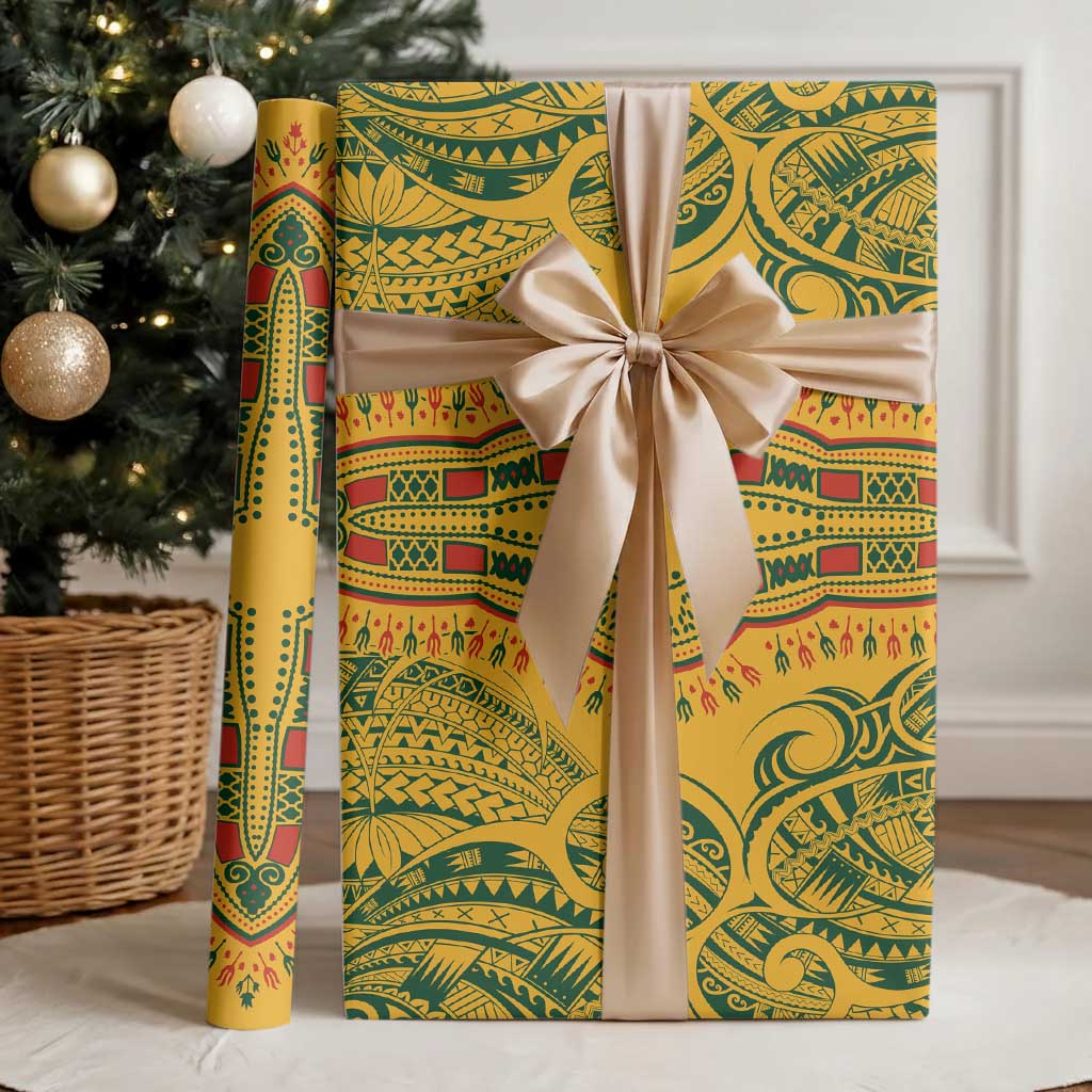 Dashiki and Polynesian Pattern Wrapping Paper Africa Pacific Culture Gold Version - African Pride