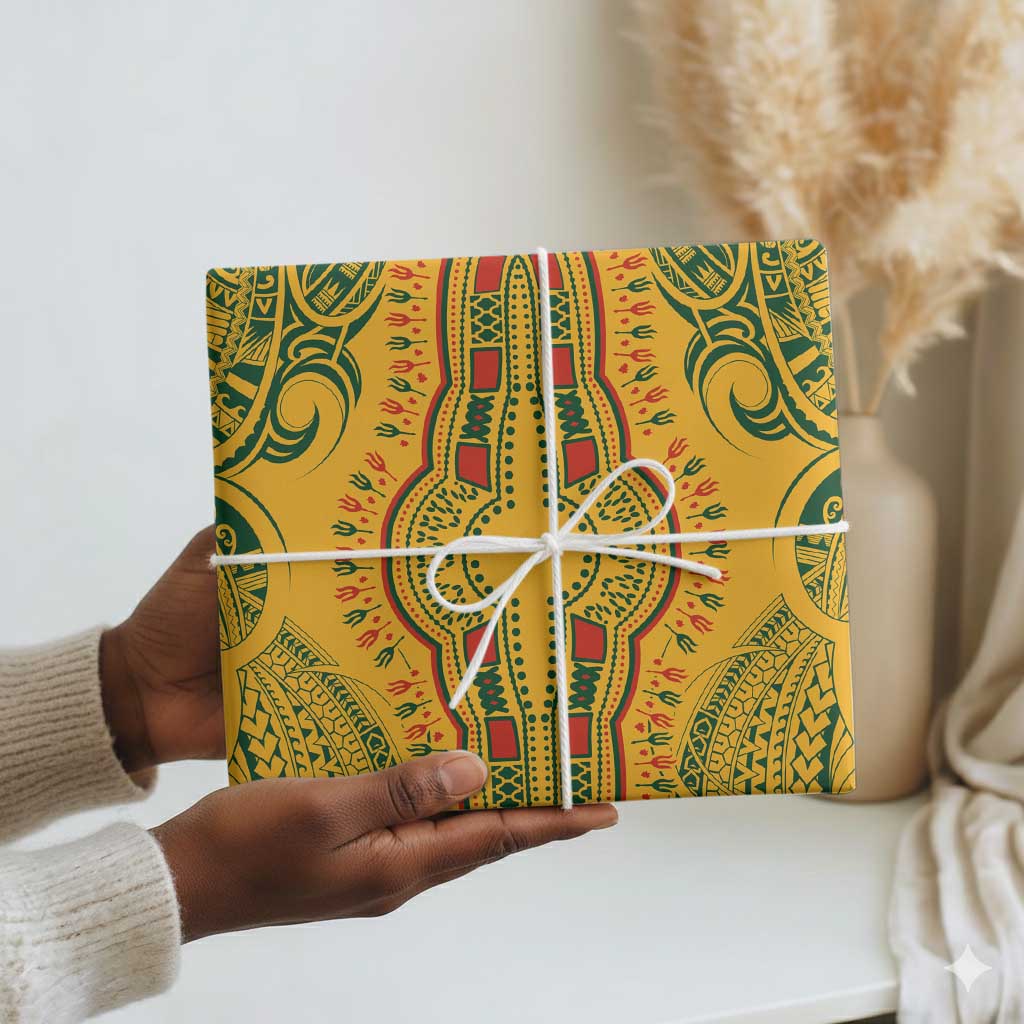 Dashiki and Polynesian Pattern Wrapping Paper Africa Pacific Culture Gold Version - African Pride