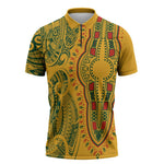Dashiki and Polynesian Pattern Zipper Polo Shirt Afro Pacific Culture Gold Version