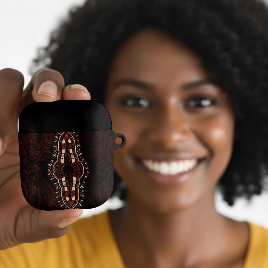 Dashiki and Polynesian Pattern AirPods Case Afro Pacific Culture Red Version