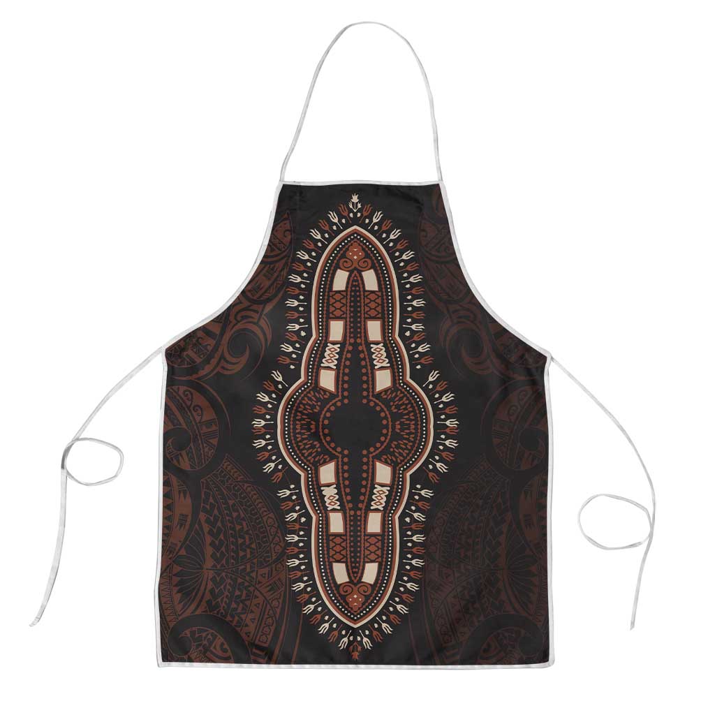 Dashiki and Polynesian Pattern Apron Afro Pacific Culture Red Version