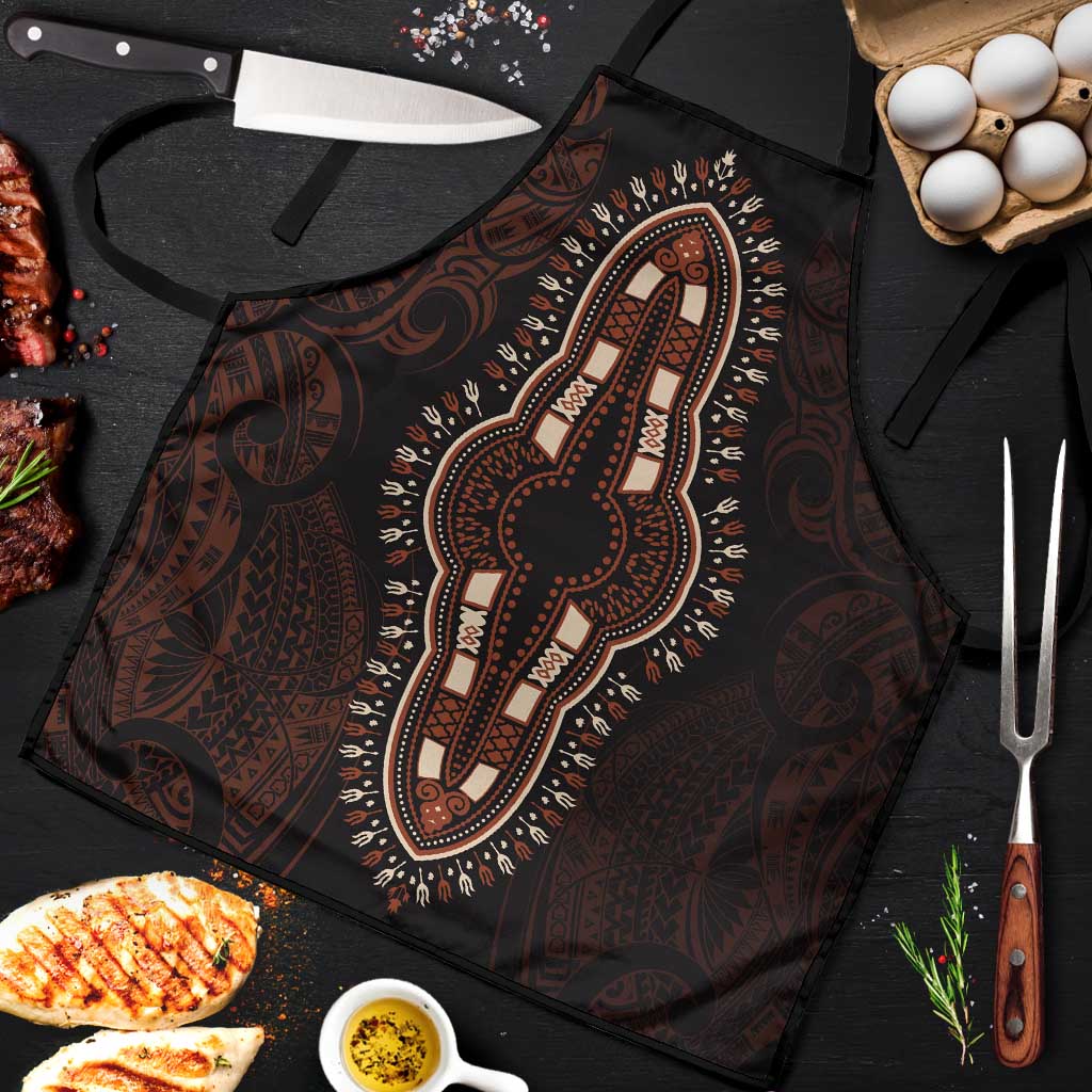 Dashiki and Polynesian Pattern Apron Afro Pacific Culture Red Version