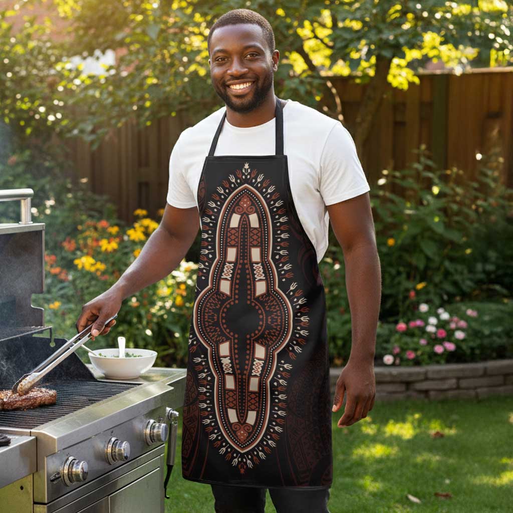 Dashiki and Polynesian Pattern Apron Afro Pacific Culture Red Version