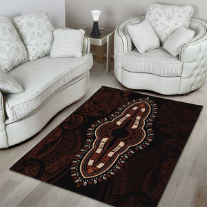 Dashiki and Polynesian Pattern Area Rug Afro Pacific Culture Red Version