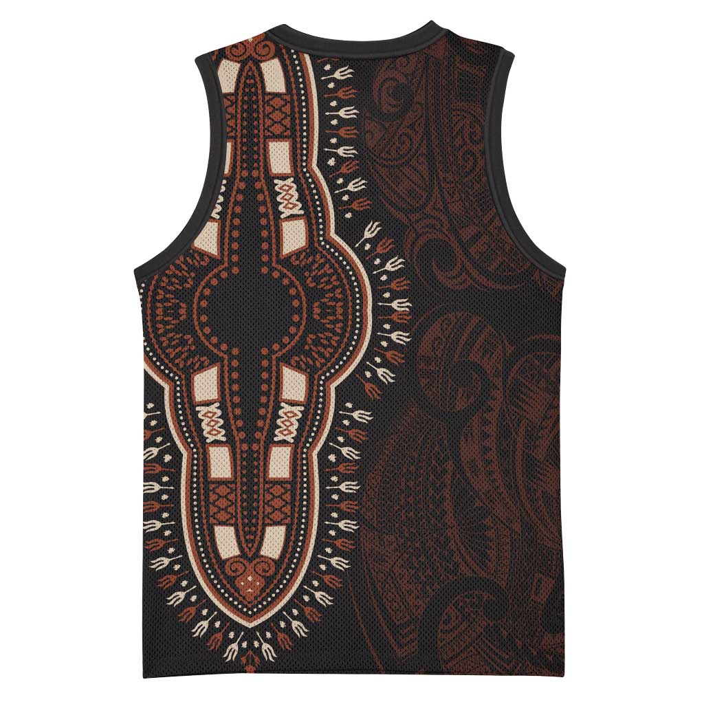 Dashiki and Polynesian Pattern Basketball Jersey Afro Pacific Culture Red Version LT9