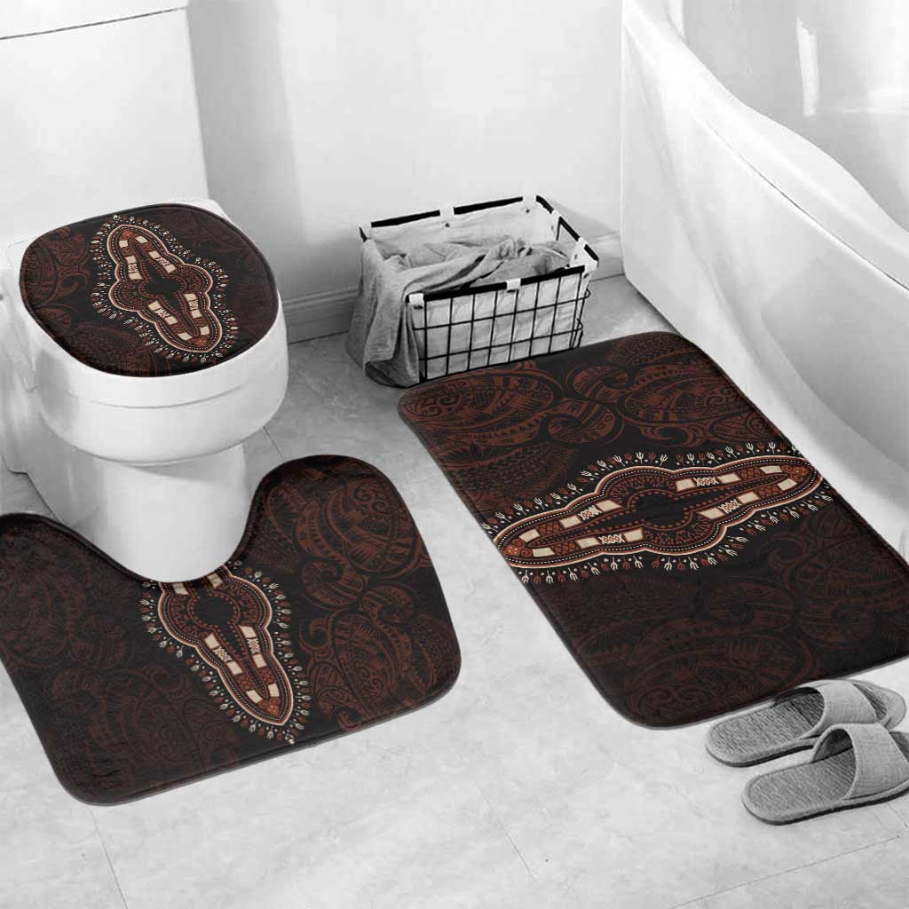 Dashiki and Polynesian Pattern Bathroom Set Afro Pacific Culture Red Version