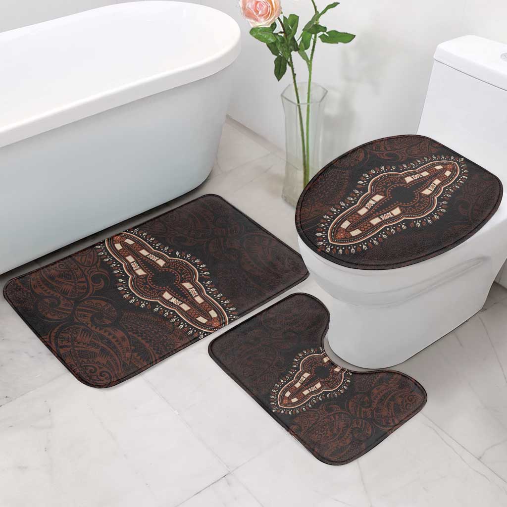 Dashiki and Polynesian Pattern Bathroom Set Afro Pacific Culture Red Version