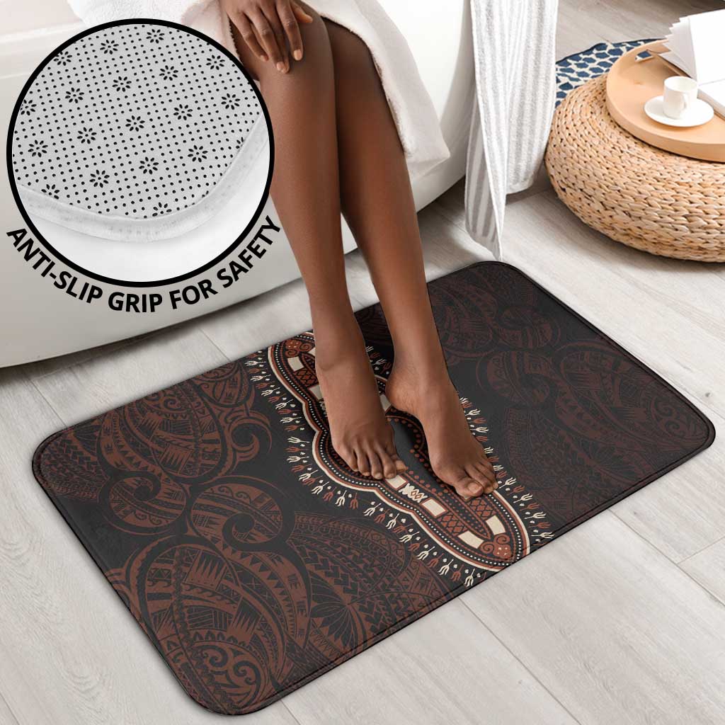 Dashiki and Polynesian Pattern Bathroom Set Afro Pacific Culture Red Version