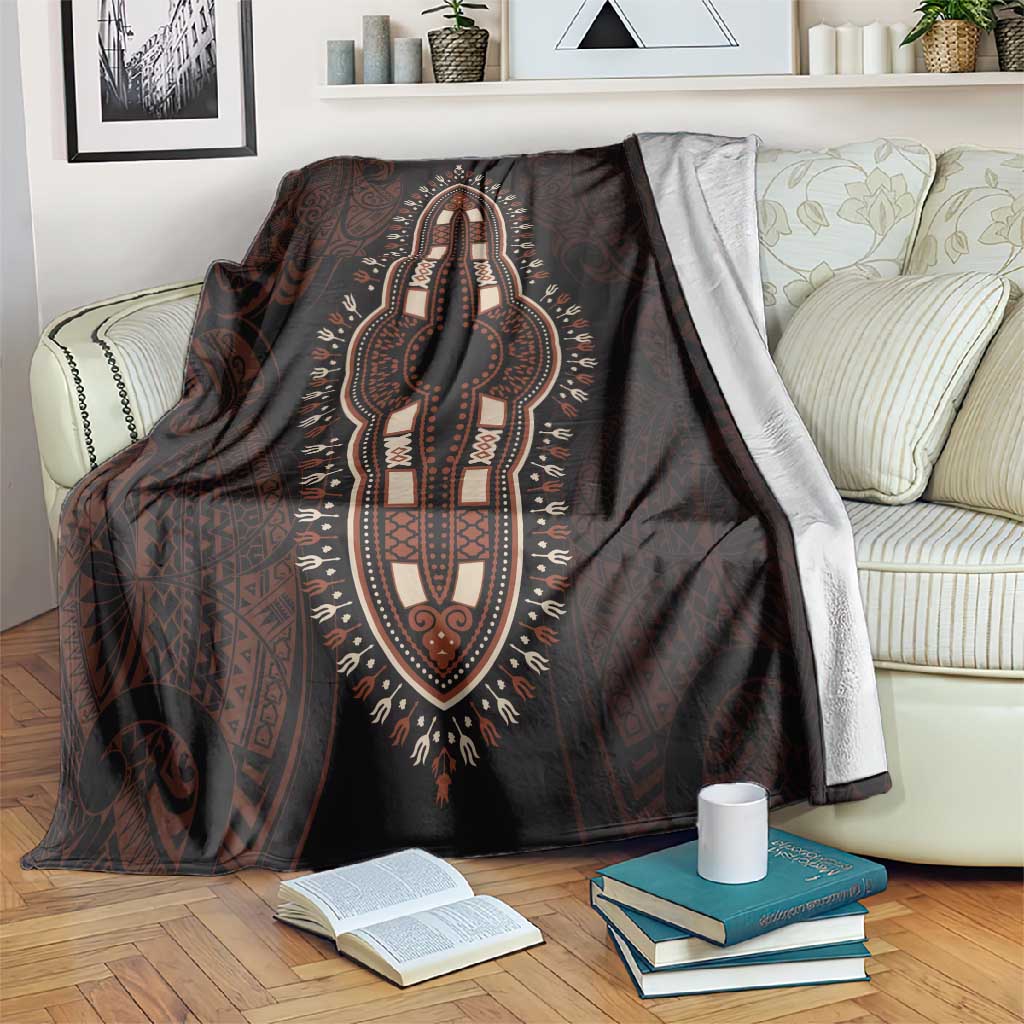 Dashiki and Polynesian Pattern Blanket Afro Pacific Culture Red Version