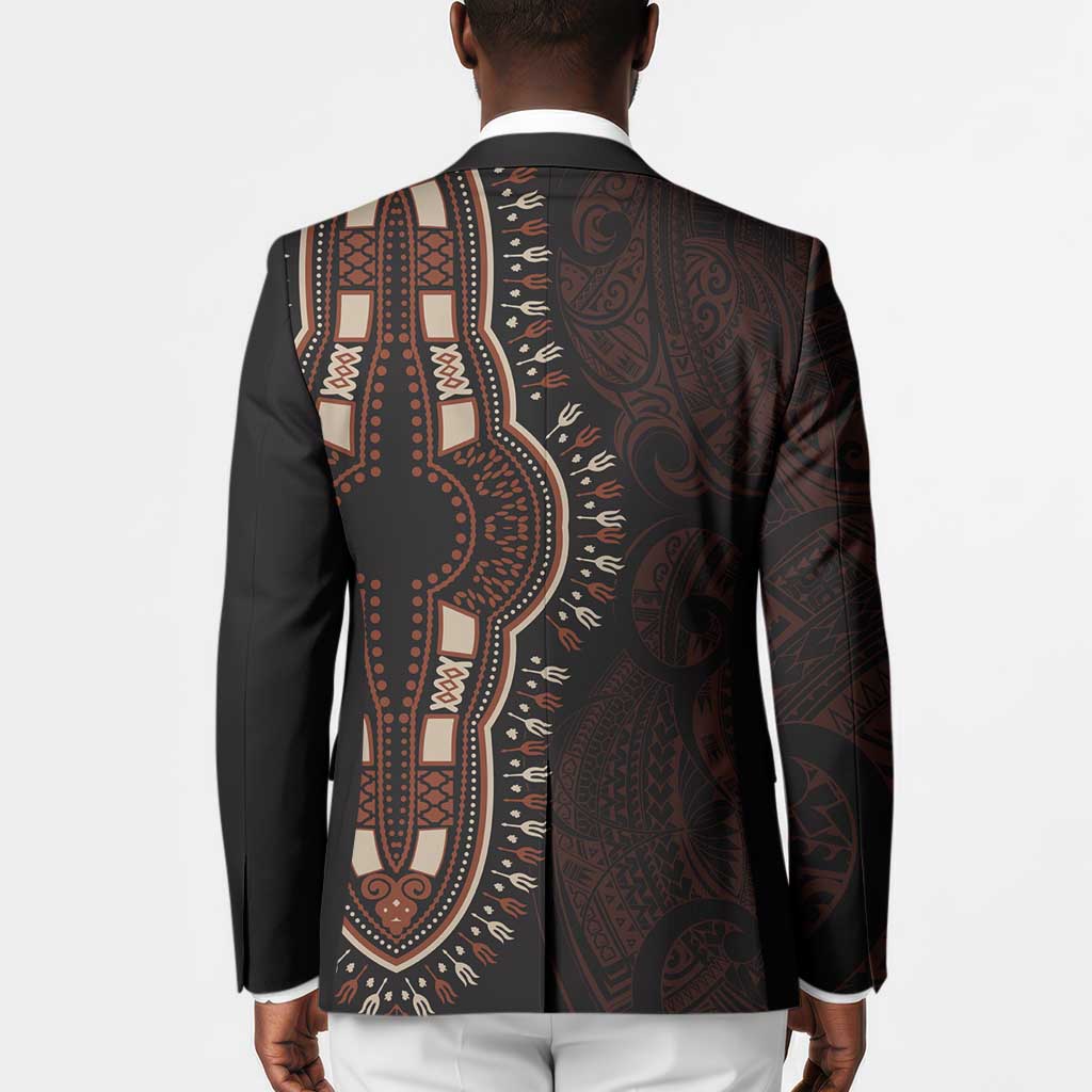 Dashiki and Polynesian Pattern Blazer Afro Pacific Culture Red Version