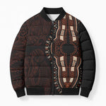 Dashiki and Polynesian Pattern Bomber Puffer Jacket Afro Pacific Culture Red Version