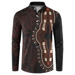 Dashiki and Polynesian Pattern Button Sweatshirt Afro Pacific Culture Red Version