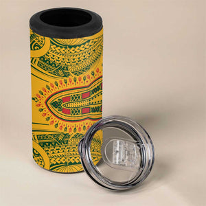 Dashiki and Polynesian Pattern 4 in 1 Can Cooler Tumbler Afro Pacific Culture Red Version