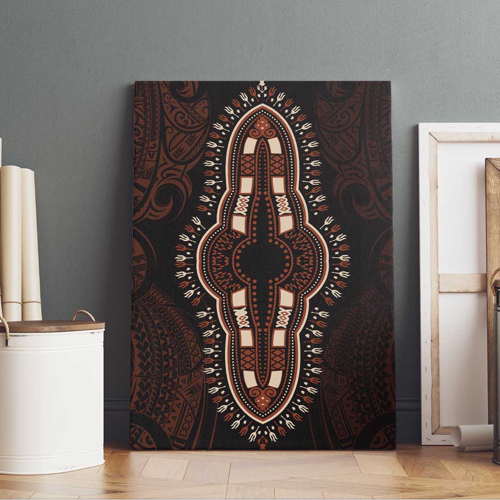 Dashiki and Polynesian Pattern Canvas Wall Art Afro Pacific Culture Red Version