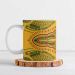 Dashiki and Polynesian Pattern Ceramic Mug Afro Pacific Culture Red Version