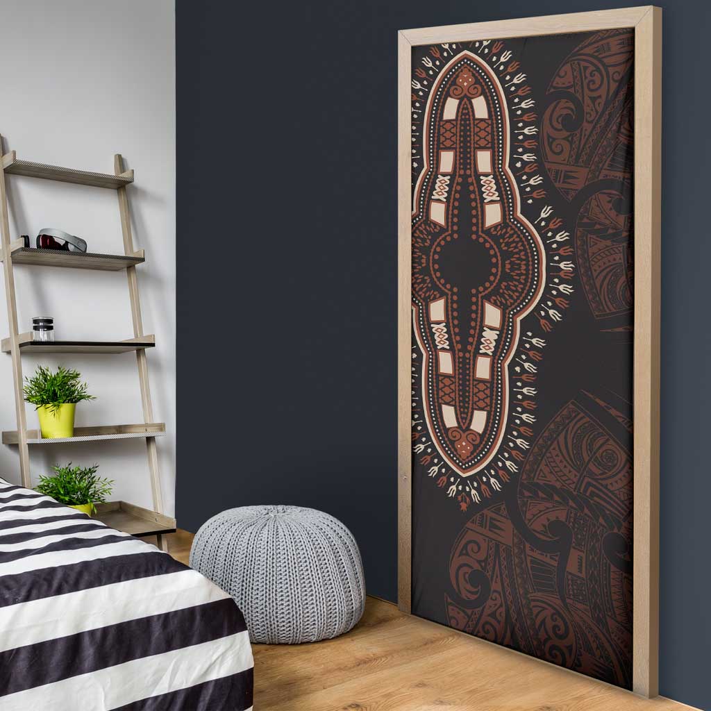 Dashiki and Polynesian Pattern Door Cover Afro Pacific Culture Red Version