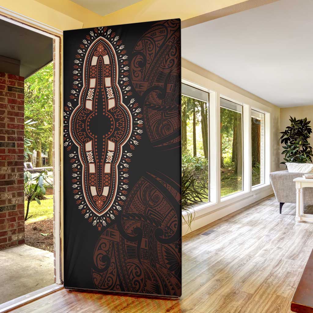 Dashiki and Polynesian Pattern Door Cover Afro Pacific Culture Red Version
