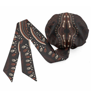 Dashiki and Polynesian Pattern Easy Headwrap Africa Pacific Culture Red Version