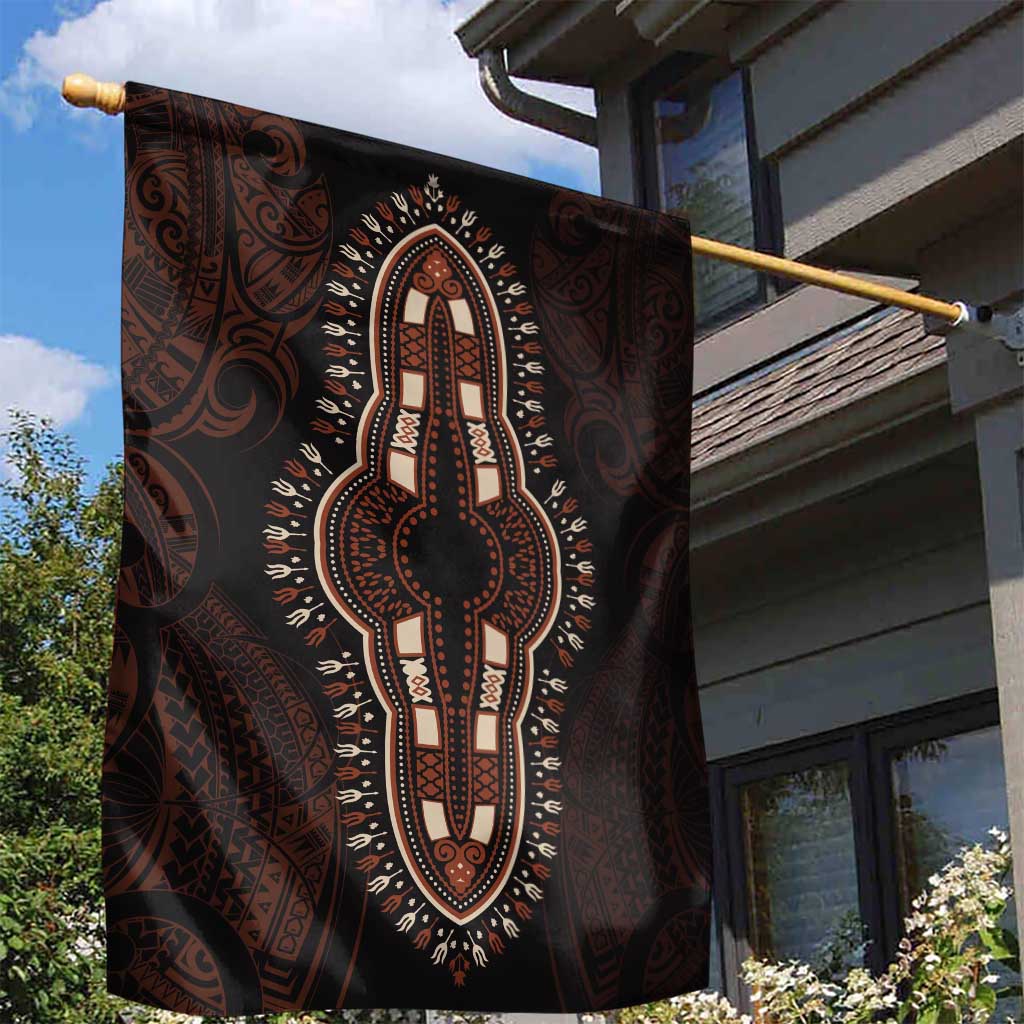 Dashiki and Polynesian Pattern Garden Flag Afro Pacific Culture Red Version